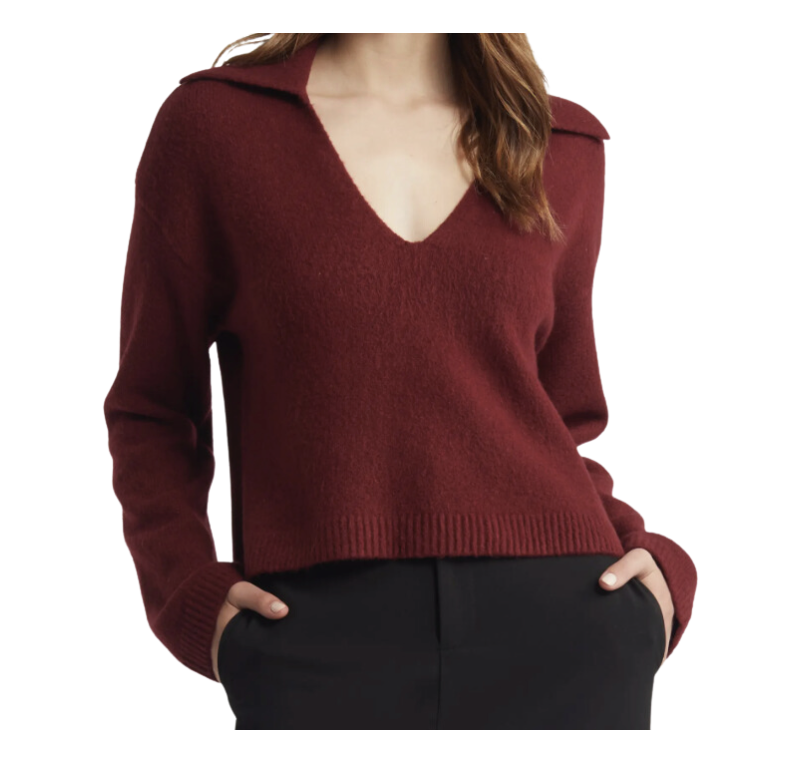 Johnny Collar Boxy Crop Sweater